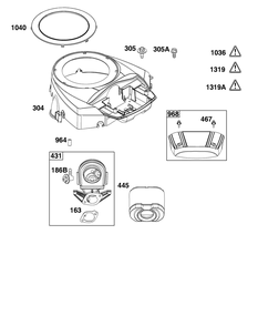 Blower Housing And Air Cleaner Group Diagram and Parts List for 44U777-0011-G1 400000 - 699999 Briggs and Stratton Engine